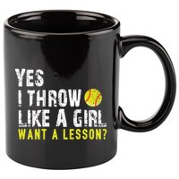 Funny Softball Gift Throw Like A Cool Gift 11oz C Handle Ceramic Mug