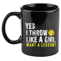 Funny Softball Gift Throw Like A Cool Gift 11oz C Handle Ceramic Mug