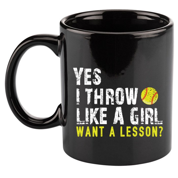 Funny Softball Gift Throw Like A Cool Gift 11oz C Handle Ceramic Mug