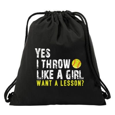 Funny Softball Gift Throw Like A Cool Gift Drawstring Bag