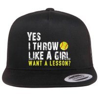 Funny Softball Gift Throw Like A Cool Gift Flat Bill Trucker Hat