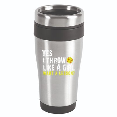 Funny Softball Gift Throw Like A Cool Gift 16oz Travel Tumbler