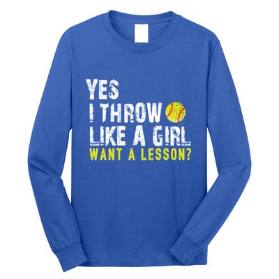 Funny Softball Gift Throw Like A Cool Gift Long Sleeve Shirt