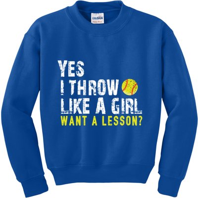 Funny Softball Gift Throw Like A Cool Gift Kids Sweatshirt