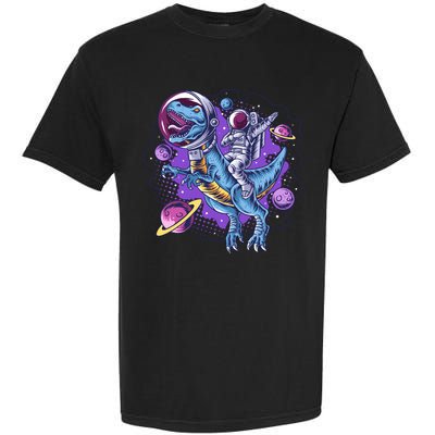Funny Space Galaxy Astronaut Trex Dinosuar Garment-Dyed Heavyweight T-Shirt
