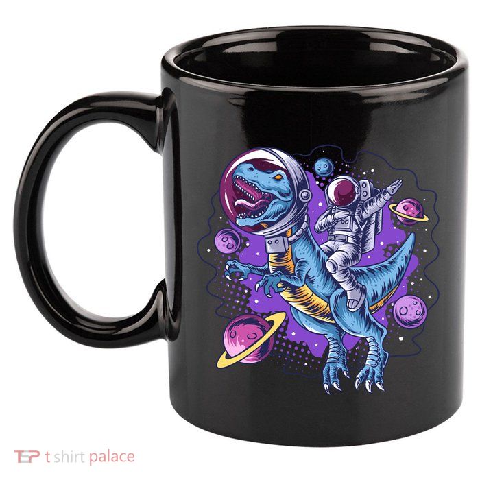 Funny Space Galaxy Astronaut Trex Dinosuar 11oz C Handle Ceramic Mug