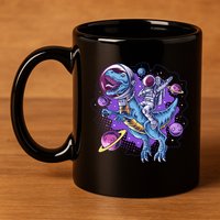 Funny Space Galaxy Astronaut Trex Dinosuar 11oz C Handle Ceramic Mug