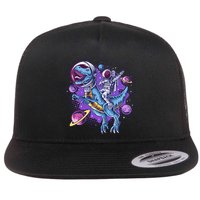 Funny Space Galaxy Astronaut Trex Dinosuar Flat Bill Trucker Hat