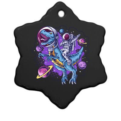 Funny Space Galaxy Astronaut Trex Dinosuar Ceramic Star Ornament