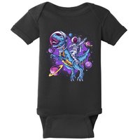 Funny Space Galaxy Astronaut Trex Dinosuar Baby Bodysuit