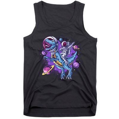 Funny Space Galaxy Astronaut Trex Dinosuar Tank Top