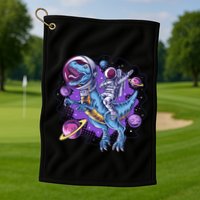 Funny Space Galaxy Astronaut Trex Dinosuar Golf Towel