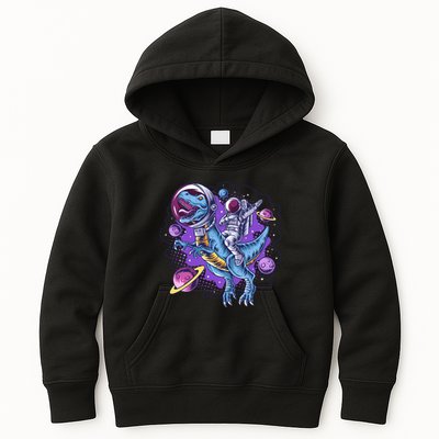 Funny Space Galaxy Astronaut Trex Dinosuar Kids Hoodie