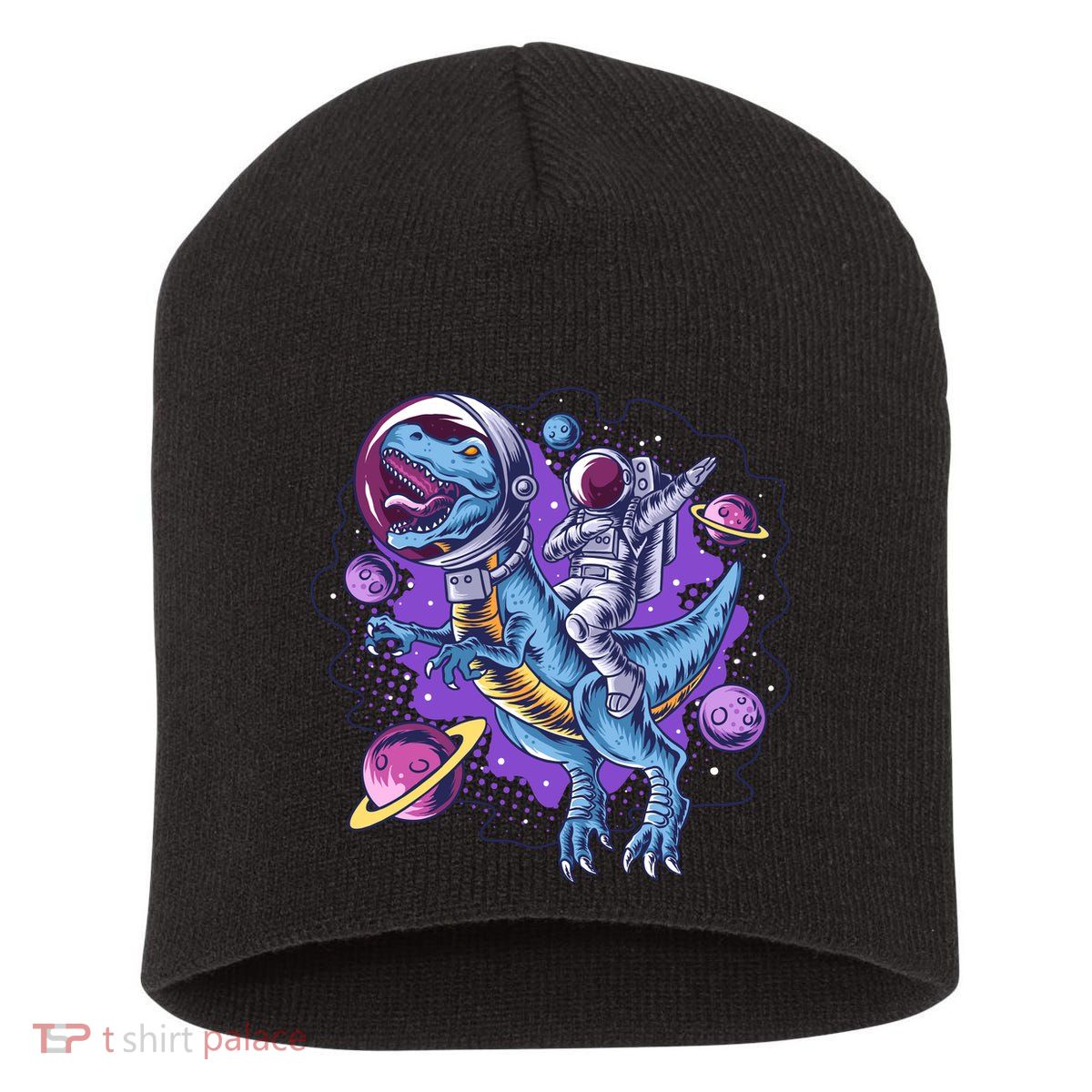 Funny Space Galaxy Astronaut Trex Dinosuar Short Acrylic Beanie