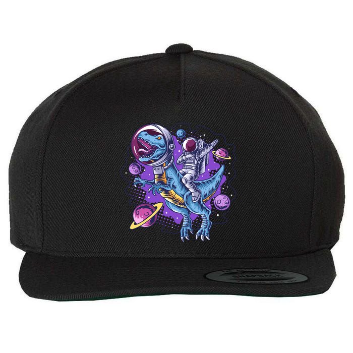 Funny Space Galaxy Astronaut Trex Dinosuar Wool Snapback Cap