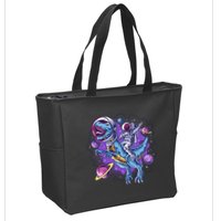 Funny Space Galaxy Astronaut Trex Dinosuar Zip Tote Bag