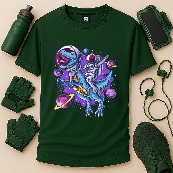 Funny Space Galaxy Astronaut Trex Dinosuar Performance Shirt