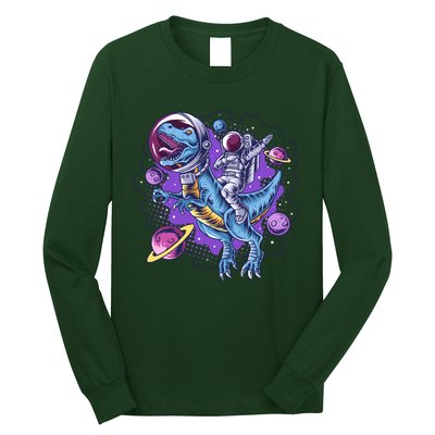 Funny Space Galaxy Astronaut Trex Dinosuar Long Sleeve Shirt