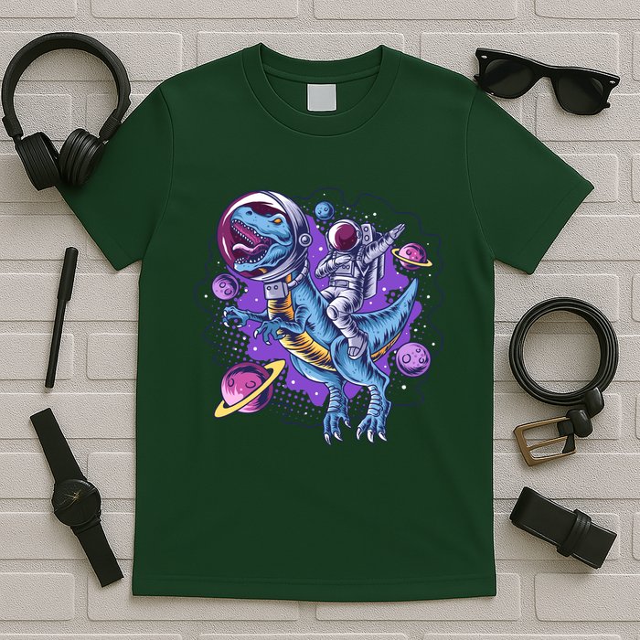 Funny Space Galaxy Astronaut Trex Dinosuar T-Shirt