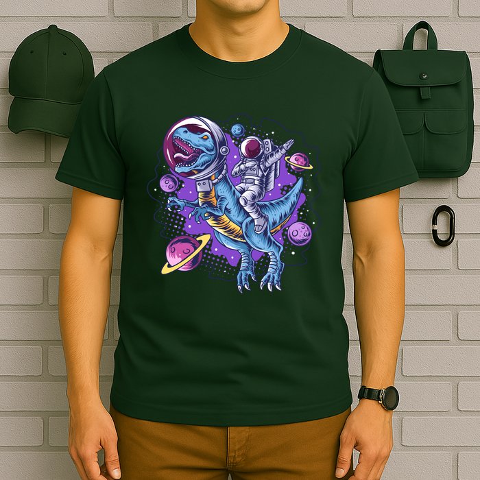 Funny Space Galaxy Astronaut Trex Dinosuar T-Shirt