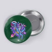 Funny Space Galaxy Astronaut Trex Dinosuar Button