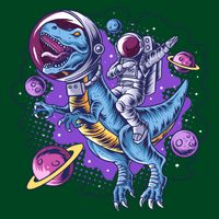 Funny Space Galaxy Astronaut Trex Dinosuar Button