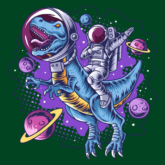 Funny Space Galaxy Astronaut Trex Dinosuar Button