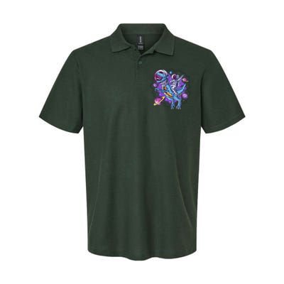 Funny Space Galaxy Astronaut Trex Dinosuar Softstyle Adult Sport Polo