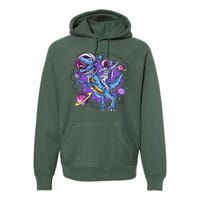 Funny Space Galaxy Astronaut Trex Dinosuar Premium Hoodie