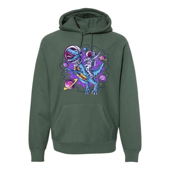 Funny Space Galaxy Astronaut Trex Dinosuar Premium Hoodie