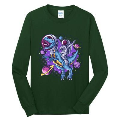 Funny Space Galaxy Astronaut Trex Dinosuar Tall Long Sleeve T-Shirt
