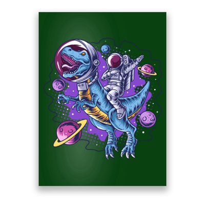 Funny Space Galaxy Astronaut Trex Dinosuar Poster