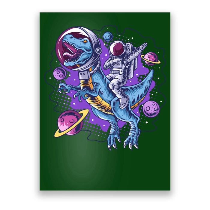 Funny Space Galaxy Astronaut Trex Dinosuar Poster