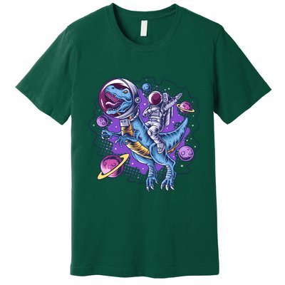 Funny Space Galaxy Astronaut Trex Dinosuar Premium T-Shirt