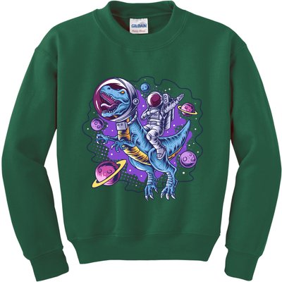 Funny Space Galaxy Astronaut Trex Dinosuar Kids Sweatshirt