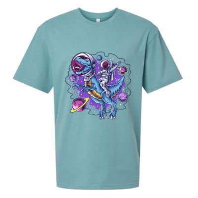 Funny Space Galaxy Astronaut Trex Dinosuar Sueded Cloud Jersey T-Shirt