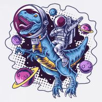 Funny Space Galaxy Astronaut Trex Dinosuar Garment-Dyed Sweatshirt
