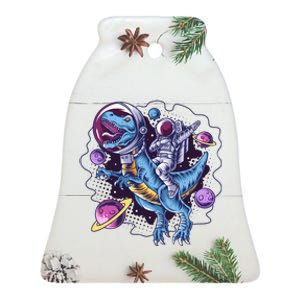 Funny Space Galaxy Astronaut Trex Dinosuar Ceramic Bell Ornament