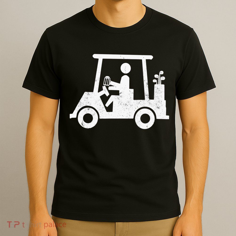 Funny Skeleton Golfer Holding A Beer in Golf Cart T-Shirt