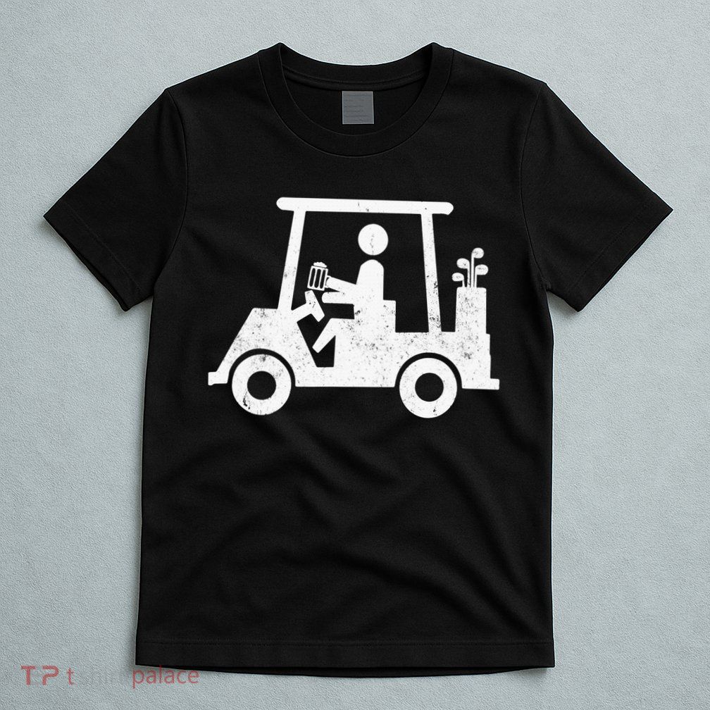 Funny Skeleton Golfer Holding A Beer in Golf Cart T-Shirt