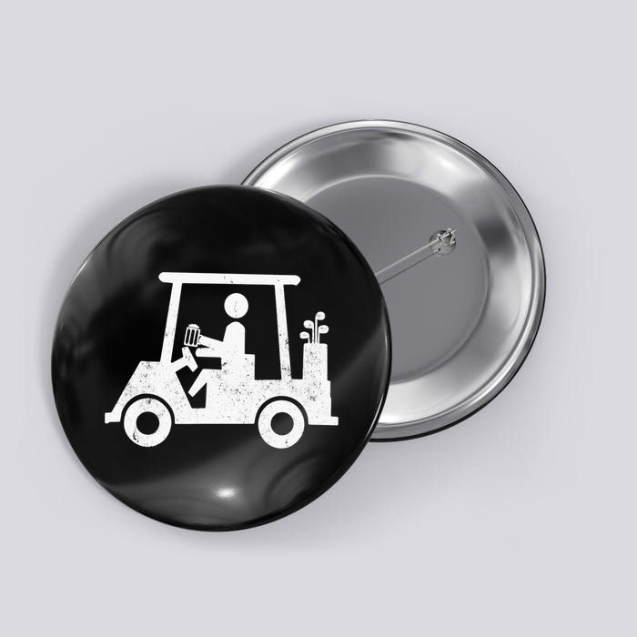 Funny Skeleton Golfer Holding A Beer in Golf Cart Button