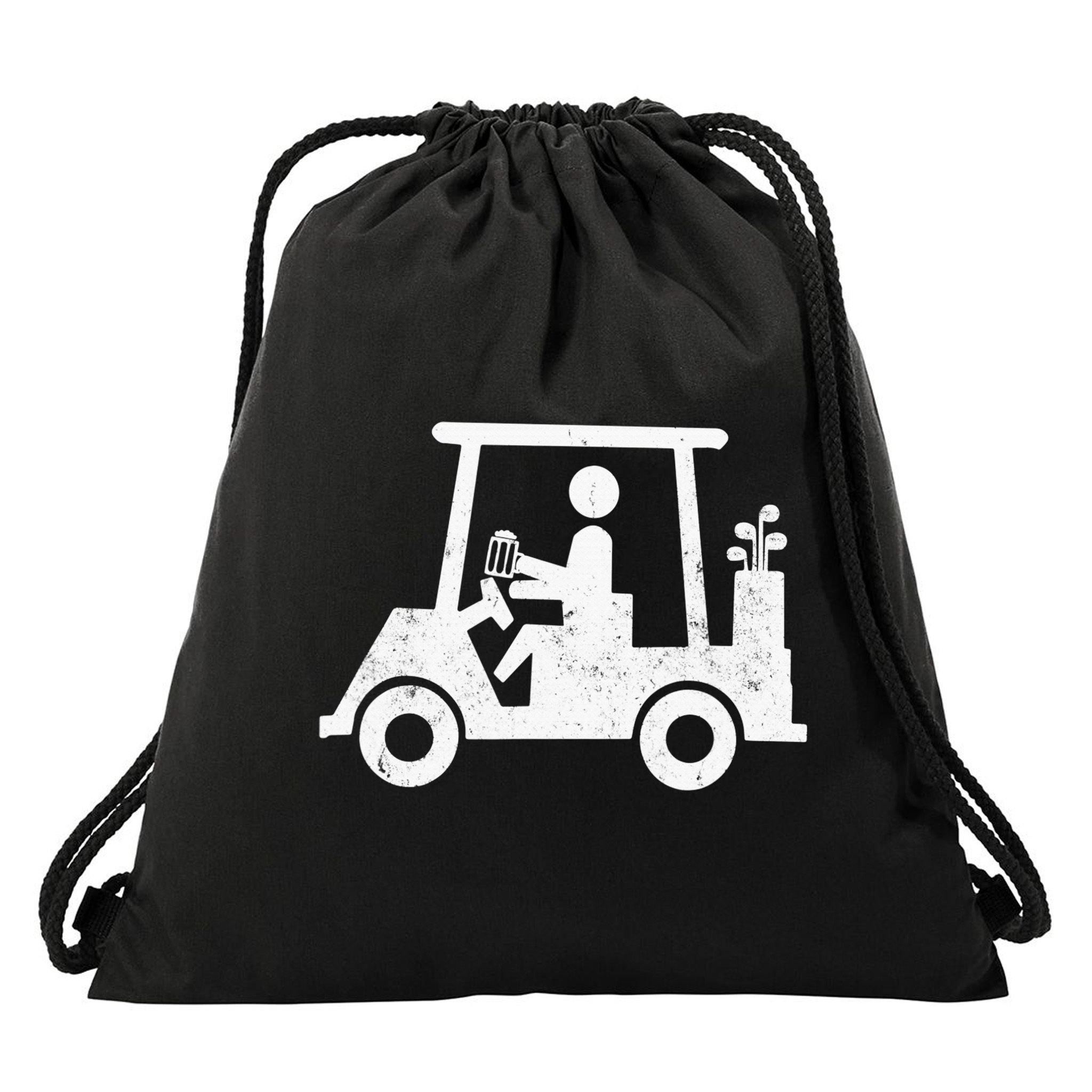 Funny Skeleton Golfer Holding A Beer in Golf Cart Drawstring Bag
