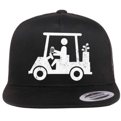 Funny Skeleton Golfer Holding A Beer in Golf Cart Flatbill Hat