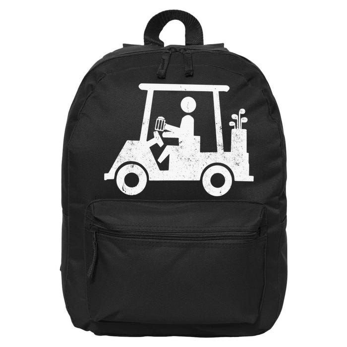 Funny Skeleton Golfer Holding A Beer in Golf Cart 16 in Basic Backpack