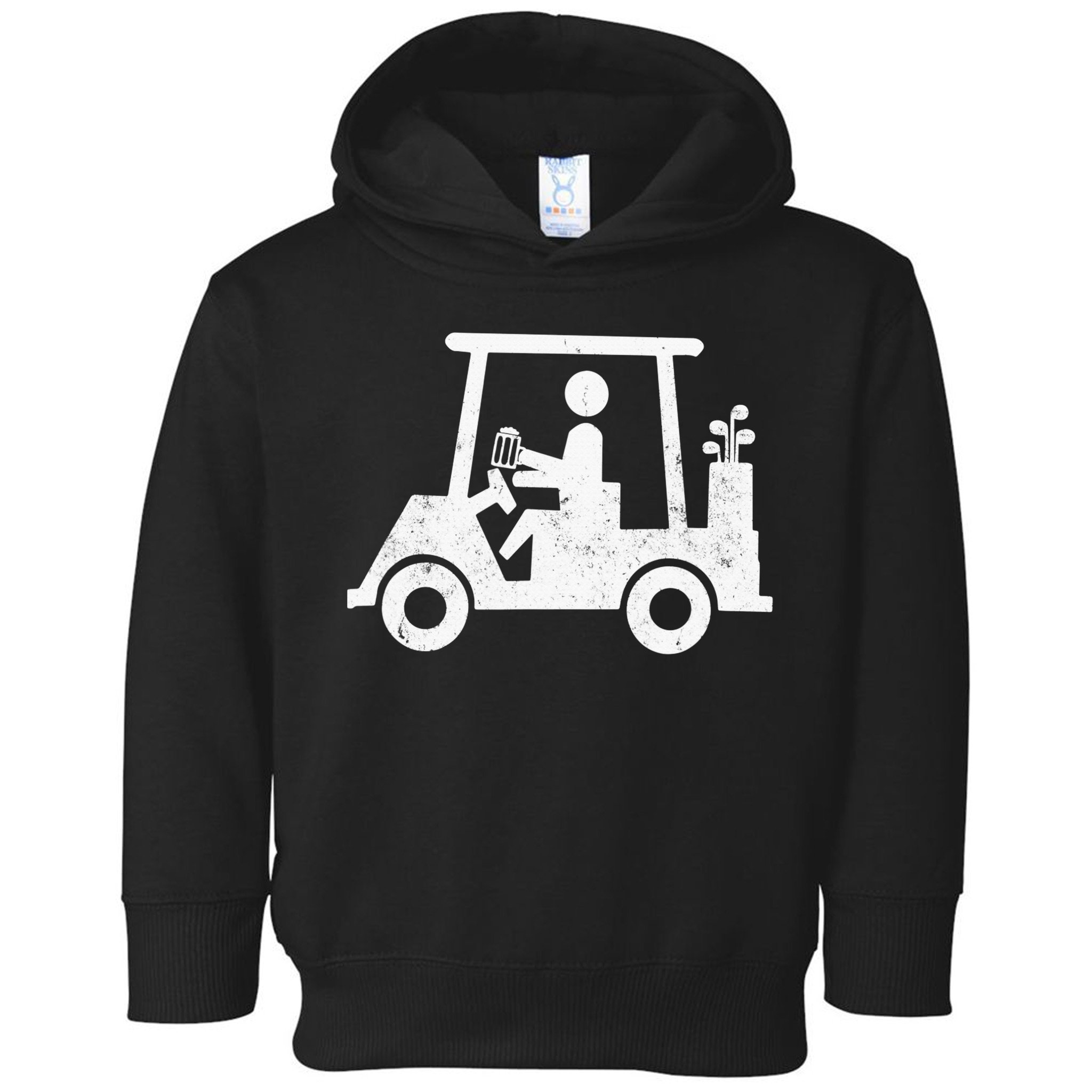Funny Skeleton Golfer Holding A Beer in Golf Cart Toddler Hoodie
