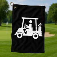 Funny Skeleton Golfer Holding A Beer in Golf Cart Golf Towel