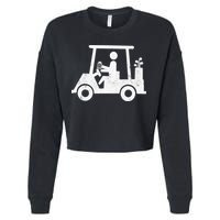 Funny Skeleton Golfer Holding A Beer in Golf Cart Cropped Pullover Crew