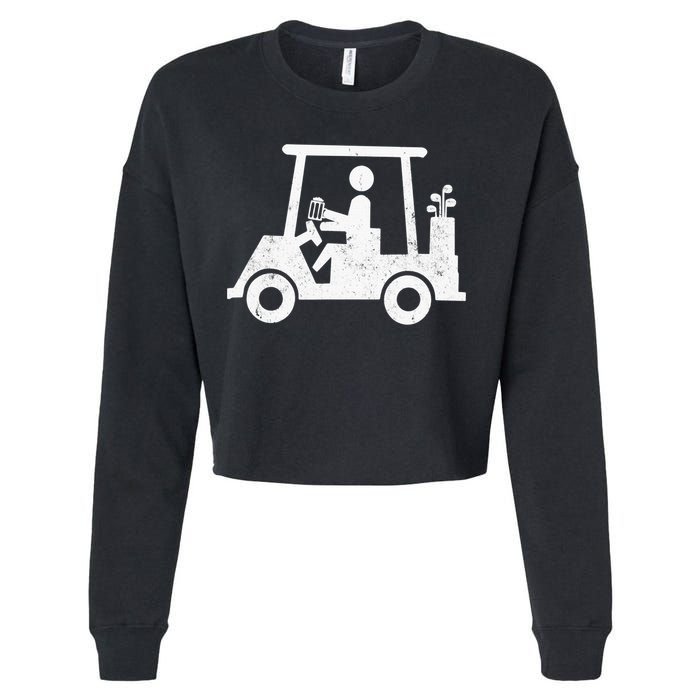 Funny Skeleton Golfer Holding A Beer in Golf Cart Cropped Pullover Crew
