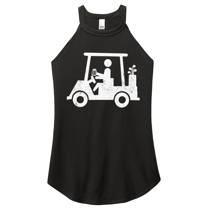 Funny Skeleton Golfer Holding A Beer in Golf Cart Women's Perfect Tri Rocker Tank