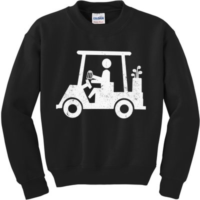 Funny Skeleton Golfer Holding A Beer in Golf Cart Kids Sweatshirt